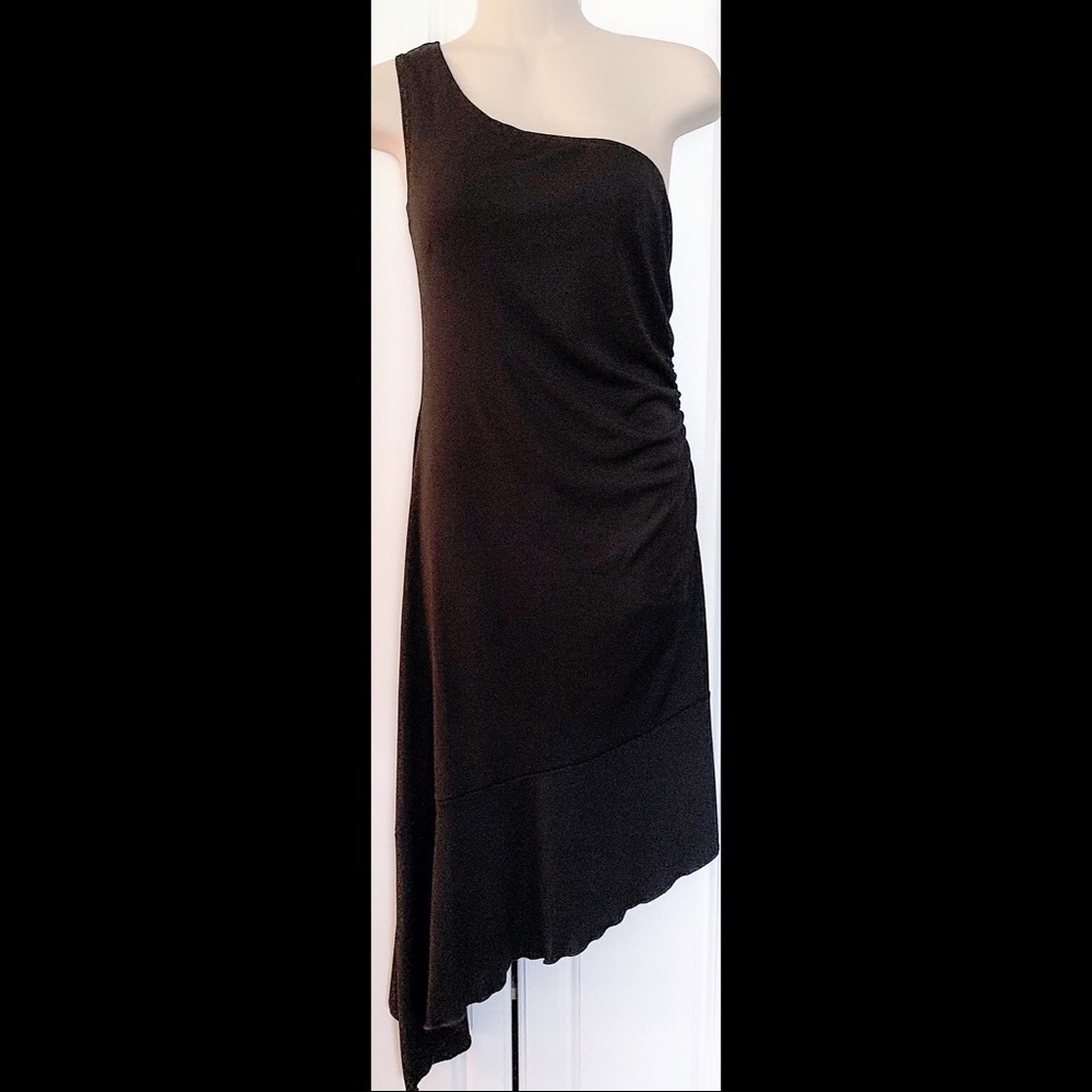 SFUZI Black One Shoulder Asymmetrical Dress Size S